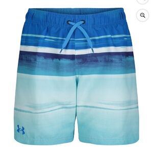 Under Armour Boy's Blue Horizon Stripe Board Shorts  Swimsuit Size Large YLG